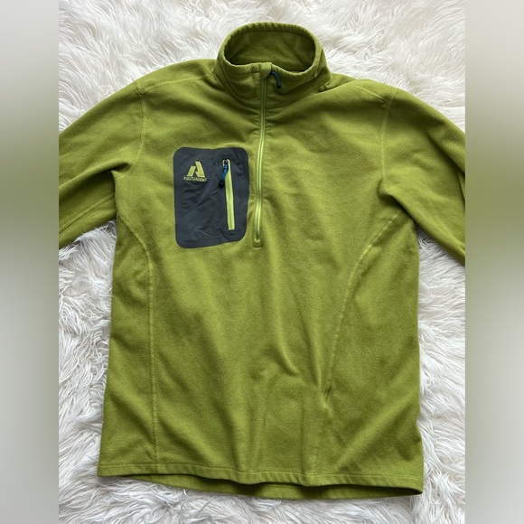 Eddie Bauer FIRST ASCENT Fleece Mens Small Green Quarter Zip Hiking Pullover - Picture 3 of 6
